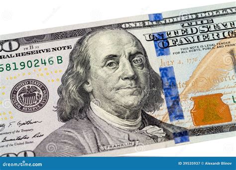 Portrait De Benjamin Franklin De 100 Dollars De Billet De Banque Image ...