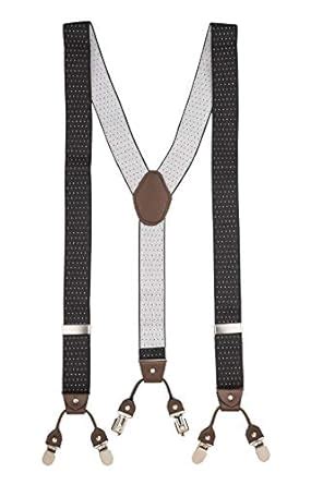 Buy The Tie Hub Black with White Polika Y-Back Clip On Suspender for ...