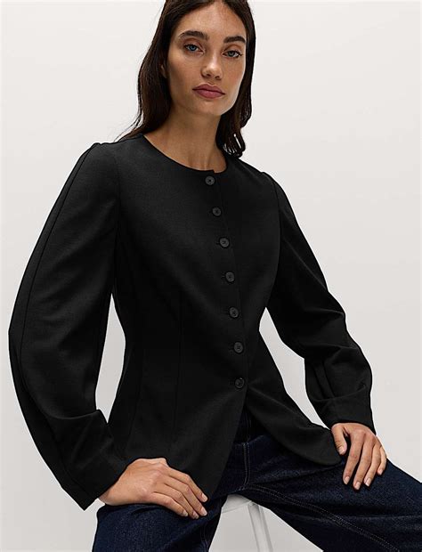 Buy Ponte Collarless Tailored Jacket at Marks & Spencer