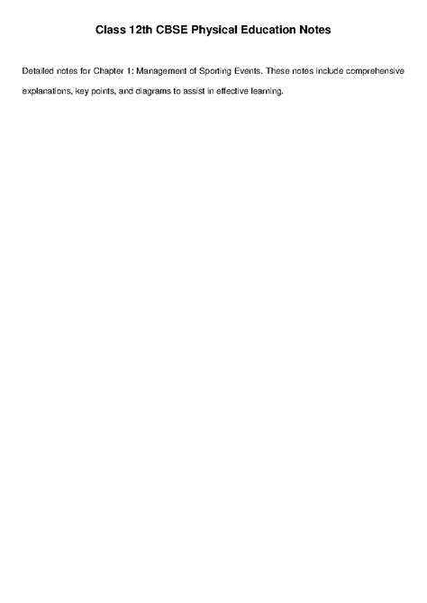 Class 12 PE Notes: Detailed Chapter 1 - Management of Sporting Events ...