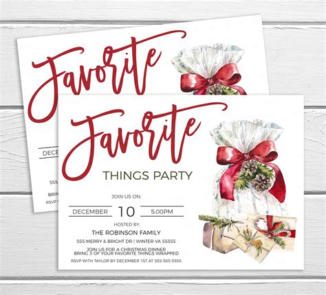 Favorite Things Christmas Party Invitation, Favorite Thing Gift ...
