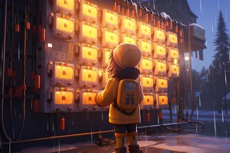 Electricity and lighting with characters of electrical fitters with ...