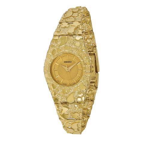 Primal Gold 10 Karat Yellow Gold Champagne 22mm Dial Nugget Watch ...
