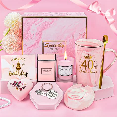 TOLOYE 40th Birthday Gifts for Women, Ladies Birthday Gifts Ideas, Pink ...
