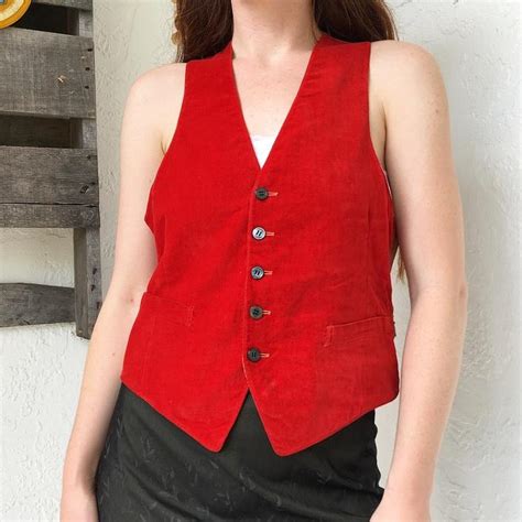 Adorable vintage reversible vest - red velvet vest... - Depop