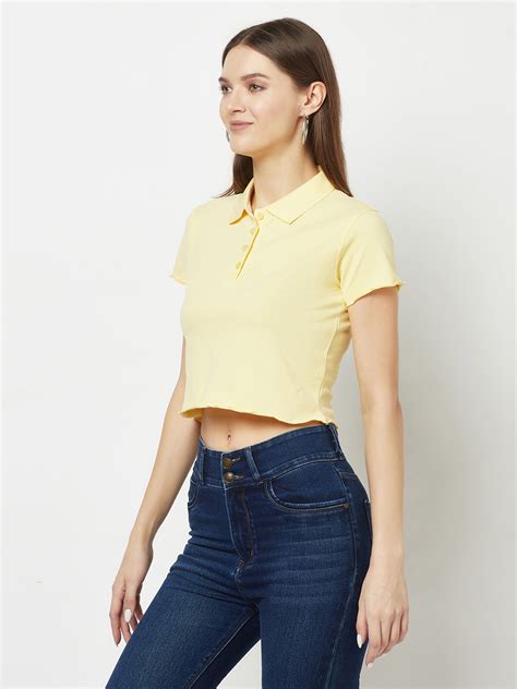 Yellow Cropped Polo T-Shirt – Crimsoune Club
