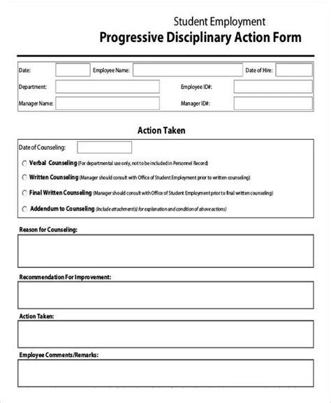 Image result for Employee Discipline Form Template