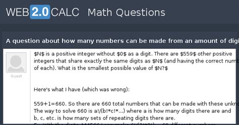 View question - A question about how many numbers can be made from an ...