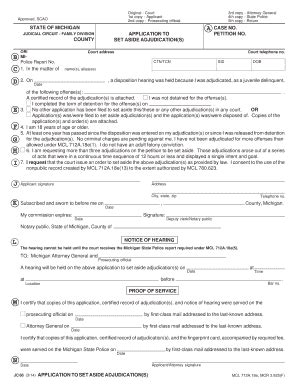 Forms JC 66 And JC 105 APPLICATION TO SET ... - Michigan Courts ...