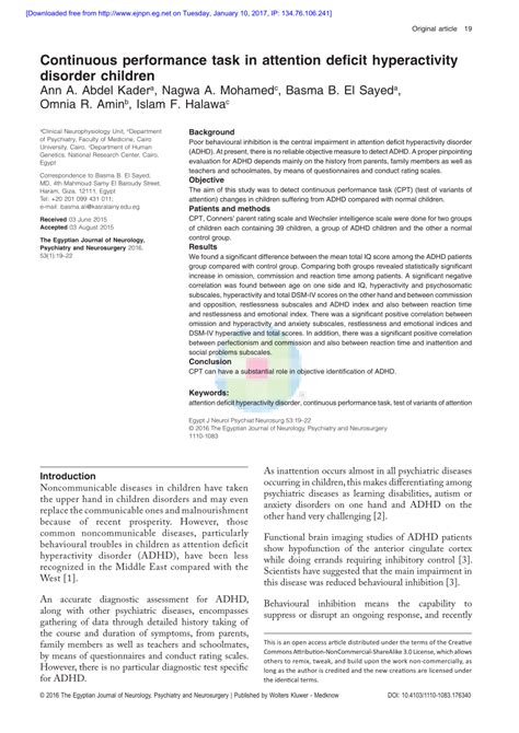 Continuous Performance Task 的图像结果