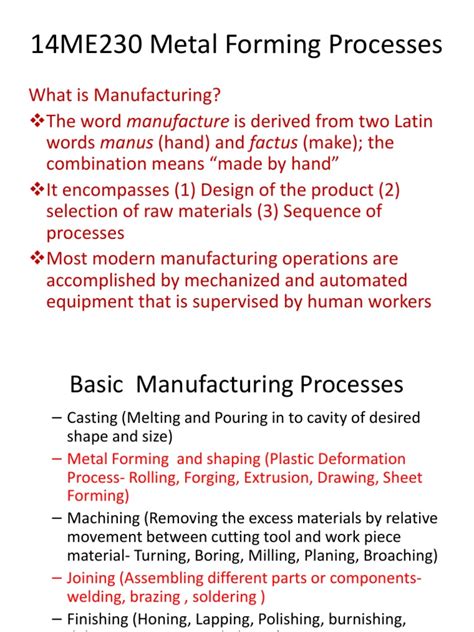 Metal Forming Process | PDF | Deformation (Engineering) | Sheet Metal
