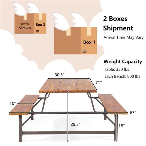 BABOOM 71-in Brown wood Rectangle Picnic Table in the Picnic Tables ...