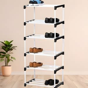 Shine Traders 6 LAYER PLASTIC BLACK Plastic Collapsible Shoe Stand ...