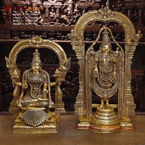 Brass Lakshmi & Tirupati Balaji, Fine Golden Finish, 39.5" – Dharma Statues