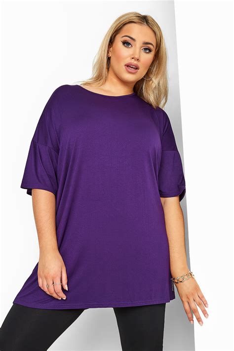 Purple Jersey Oversized T-Shirt | Yours Clothing
