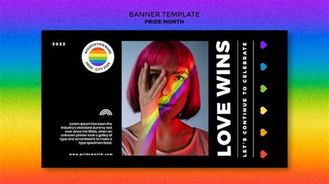 Flaches Design Pride Month Banner Vorlage | Kostenlose PSD-Datei