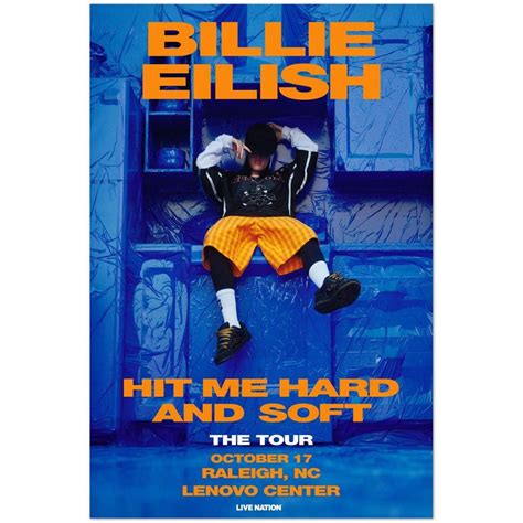 Billie Eilish Hit Me Hard and Soft Tour 2025 Poster Raleigh NC Lenovo ...