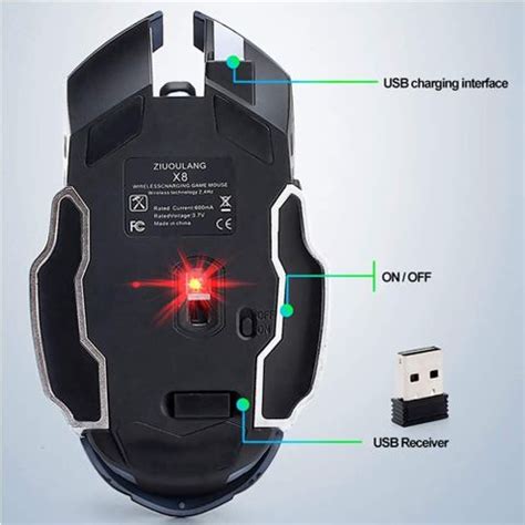 microware 2.4G Wireless Gaming Mouse Ergonomic 6 Buttons LED 1600DPI ...