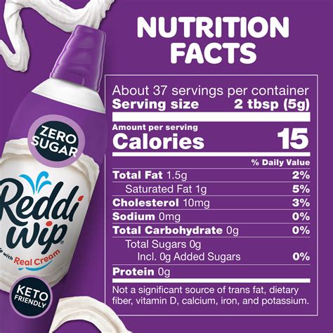 Reddi Wip Dairy Whipped Topping, Zero Sugar-Nutrition-Facts