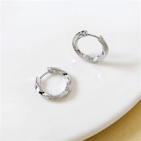 Earrings Online - Premium Silver Swirl Hoops | Nestasia