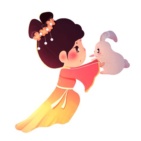 Jade Rabbit PNG Transparent, Chang E Holding A Jade Rabbit, Mid Autumn ...