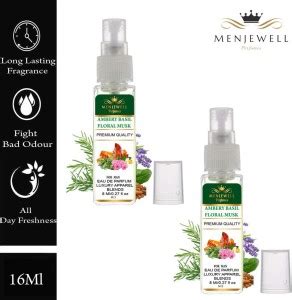 Buy Menjewell Pack Of 2 Ambery Basil Floral Musk Eau de Parfum - 16 ml ...