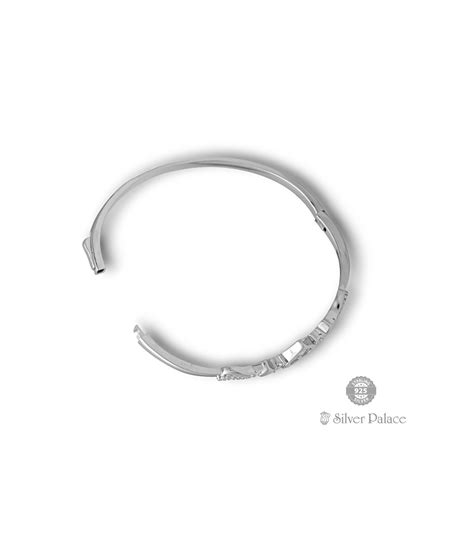 92.5 Sterling Silver Adjustable Lock Type Open Kada For Womens - Silver ...