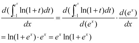 求定积分ln(1+t)dt,上限e^x,下限-1的导数是多少，有过程_百度知道