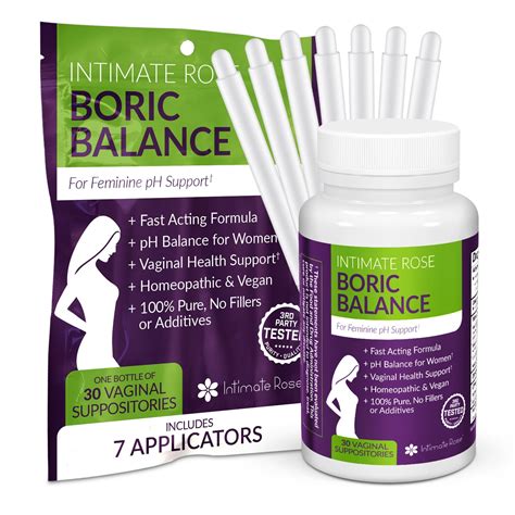 Intimate Rose Boric Acid Suppositories - pH Balance for Women - Boric Acid Vaginal Suppositories ...