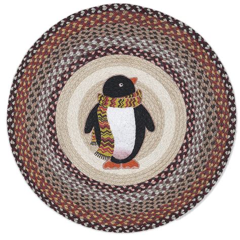 Penguin Round Braided Floor Mat Rug 27" - RP-587 - ColorfulCritters