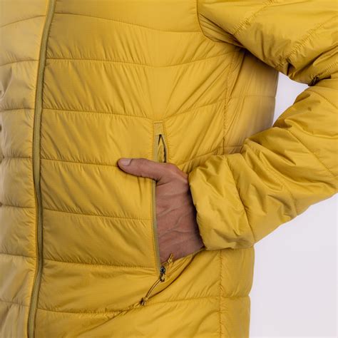 Men’s synthetic trekking down jacket with hood, MT100 -5°C - Khaki