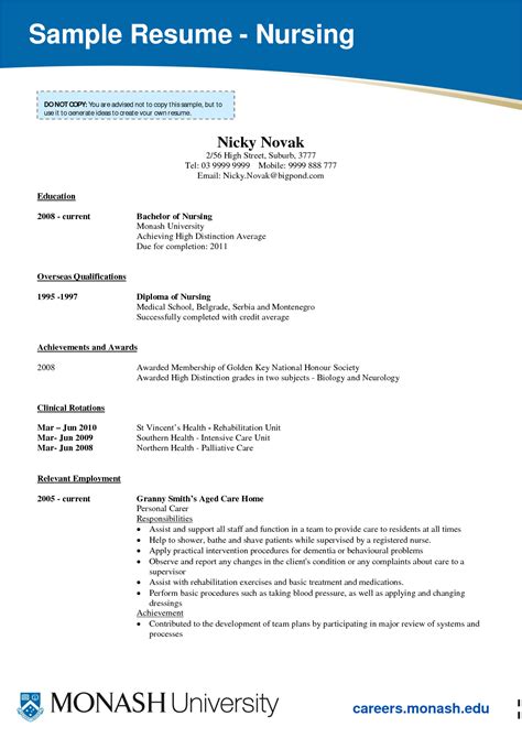 Nursing Student Resume Template
