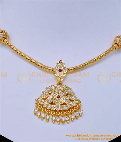 Buy Trendy Gold Plated Impon Side Balls Mugappu Impon Stone Attigai ...