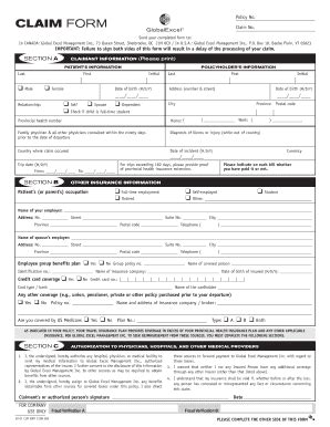 Canada GlobalExcel Claim Form 2008-2025 - Fill and Sign Printable ...