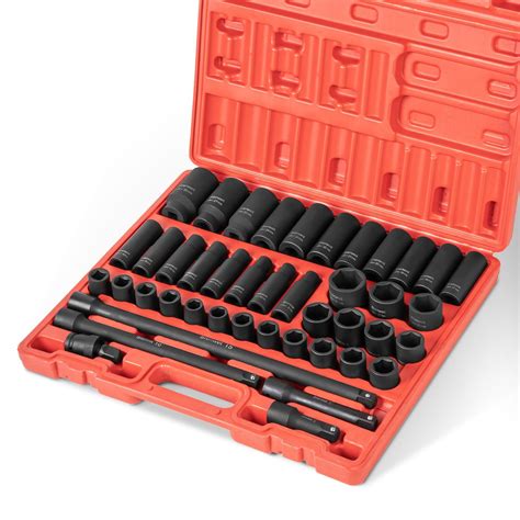1/2" Impact Socket Set, 43PCS Metric Socket Set 1/2 Inch Drive, Cr-V, 6 Point - China Impact ...