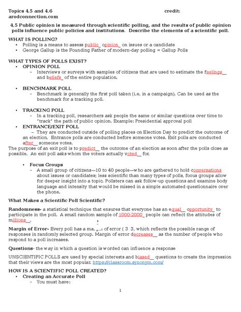 AP Gov. Chapter 4: Public Opinion and Polling (Topics 4.5-4.6) - Studocu