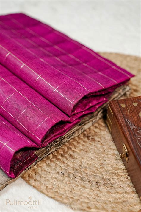 Dark Pink Colour Jute Silk Saree.