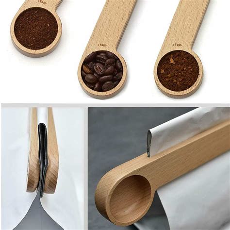 152mm 2 in 1 Beech Wood Coffee Spoon Sealing Clip ... – Grandado