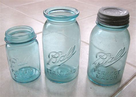 Blue Mason Jar Antique Quart Size Ball Standard Wax Sealer