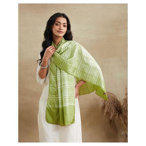 Buy Fabindia Green Silk Symphony Tie & Dye Stole Online