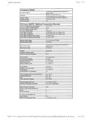 Fillable Online USPS Posta10ne! Page 1of2 Company Detail PS Form 3607R ...