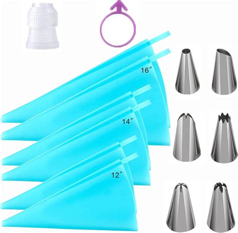 Amazon.com: 24pcs Reusable Piping Bags and Tips Sets, Silicone Pastry ...