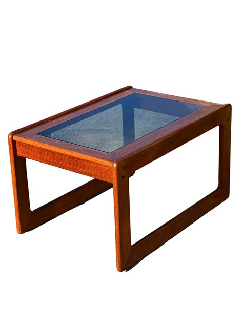 Mid Century Danish Teak and Smoked Glass Side/Cocktail Table by Komfort ...