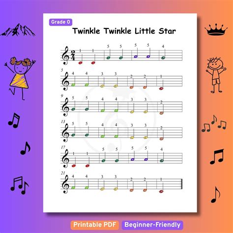 Twinkle Twinkle Little Star Easy Piano Sheet Music for Beginners ...