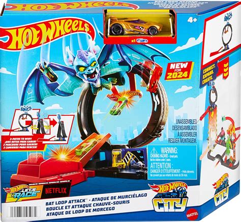 Amazon.com: Hot Wheels City Toy Car Track Set, Bat Loop Attack with ...