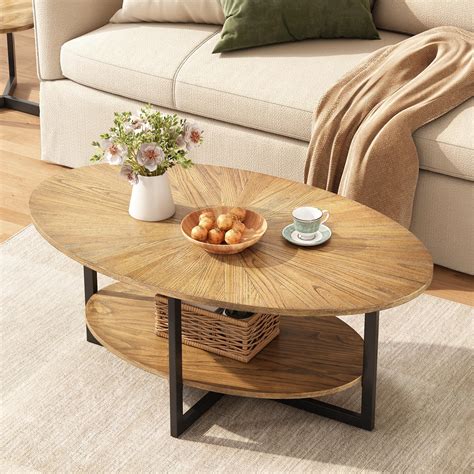 Amazon.com: DS-HOMEPORT Round Wood Coffee Table for Living Room ...