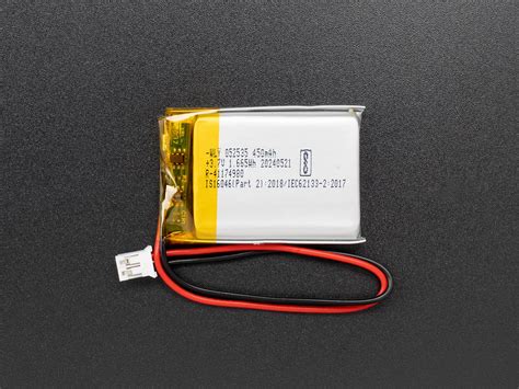 Lithium Ion Polymer Battery - 3.7V 450mAh - Thingbits India