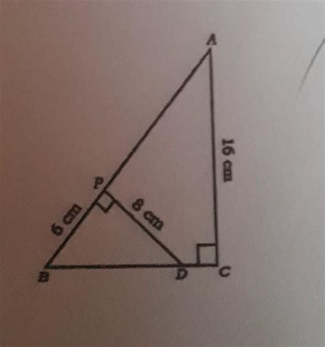 in the figure ABC's right angle triangle and DP perpendicular AB if BP ...