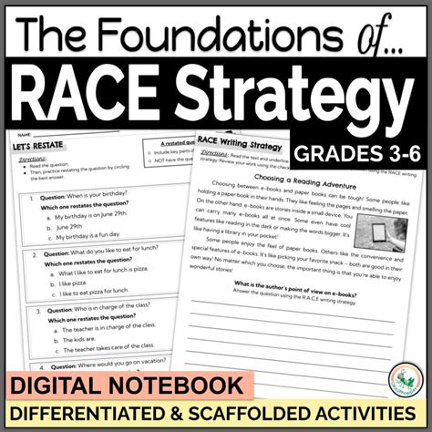 RACE Writing Strategy Foundations, Anchor Charts, Passages ...