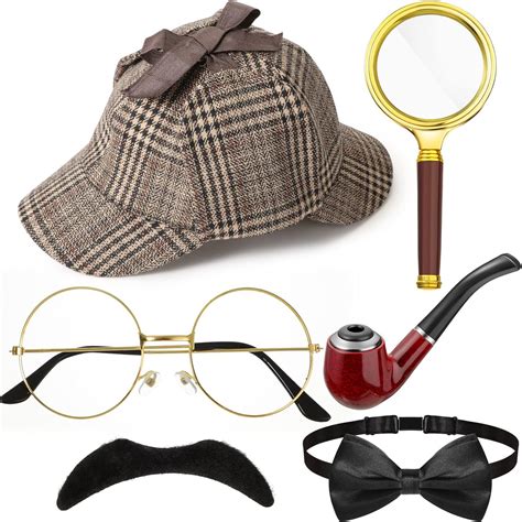 Amazon.com: Kasyat 6 Pcs Detective Costume Accessories Set Include Detective Hat Pipe Magnifying ...